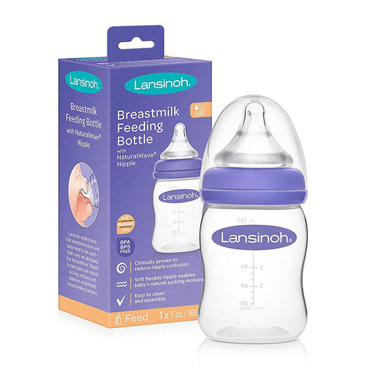 Lansinoh Momma Breastmilk Feeding Bottle Slow Flow Nipple, 5 Ounces