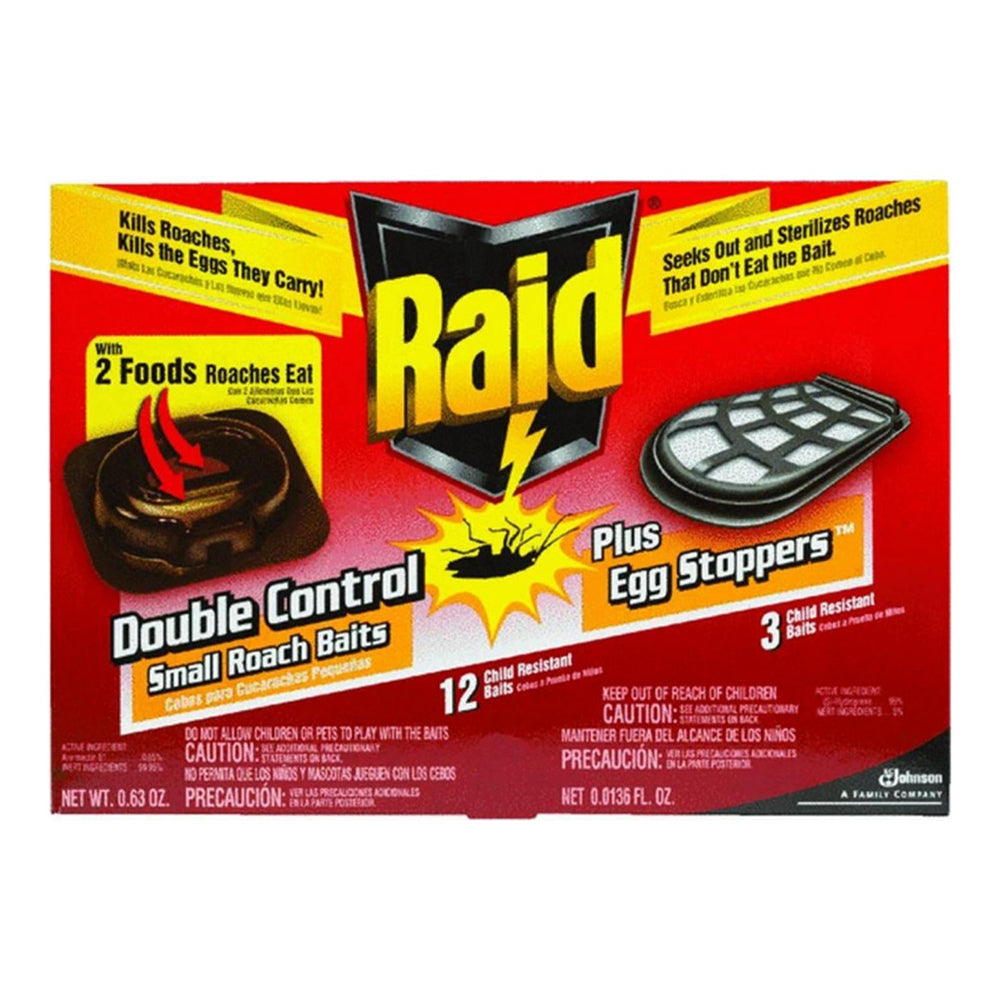 Raid Double Control 12 Small Roach Baits + 3 Egg Stoppers 1 Ea