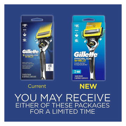 Gillette Proglide Shield Razor For Men, Handle + 2 Blade Refills