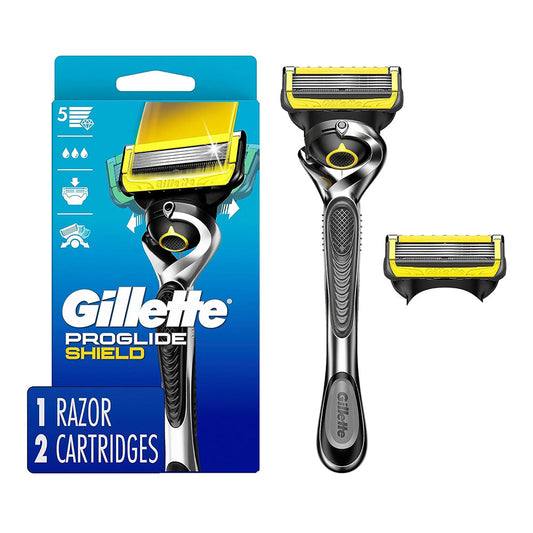 Gillette Proglide Shield Razor For Men, Handle + 2 Blade Refills