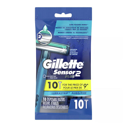 Gillette Sensor2 Plus Men'S Disposable Razors, 10 Count