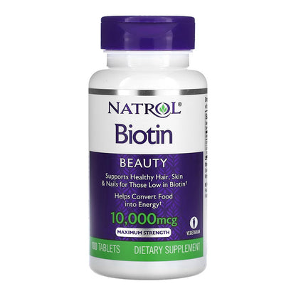 Natrol Biotin, Maximum Strength, 10,000 Mcg Tablets 100 Ea