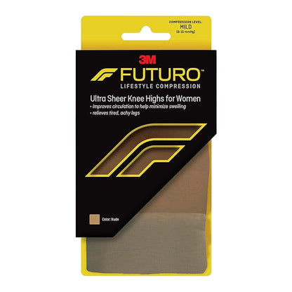 Futuro Ultra Sheer Knee Highs For Women, Medium, Nude, Mild (8-15 Mm/Hg)