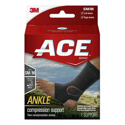 Ace Brand Compression Ankle Support, Small/Medium, Black