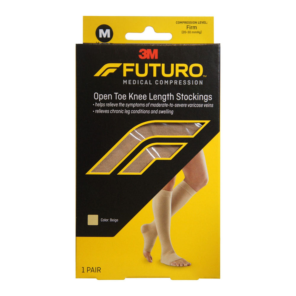 Futuro Opentoe Knee Length Therapy Stockings, Beige, 71033En, Medium