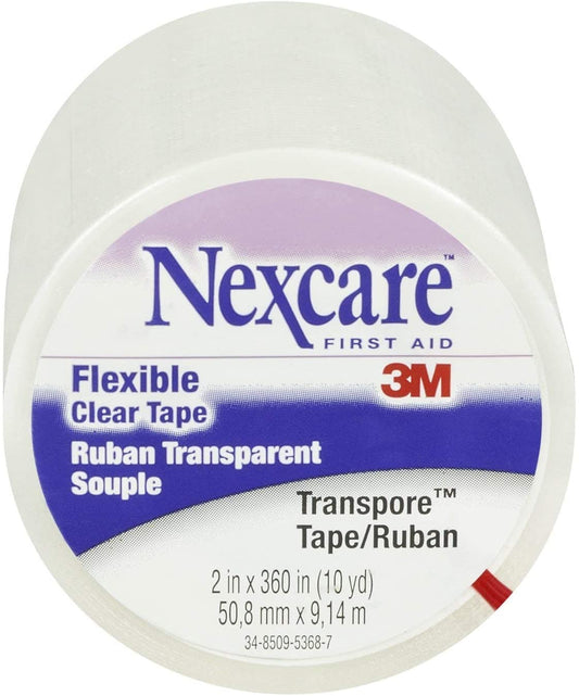 Nexcare Transpore Clear First Aid Tape, Wrapped, 2" X 10 Yard - 1 Ea