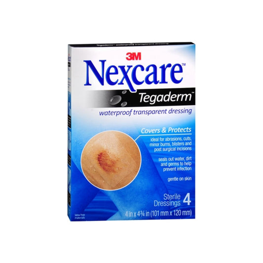Nexcare Tegaderm Transparent Dressings 4 Inches X 4-3/4 Inches 4 Each