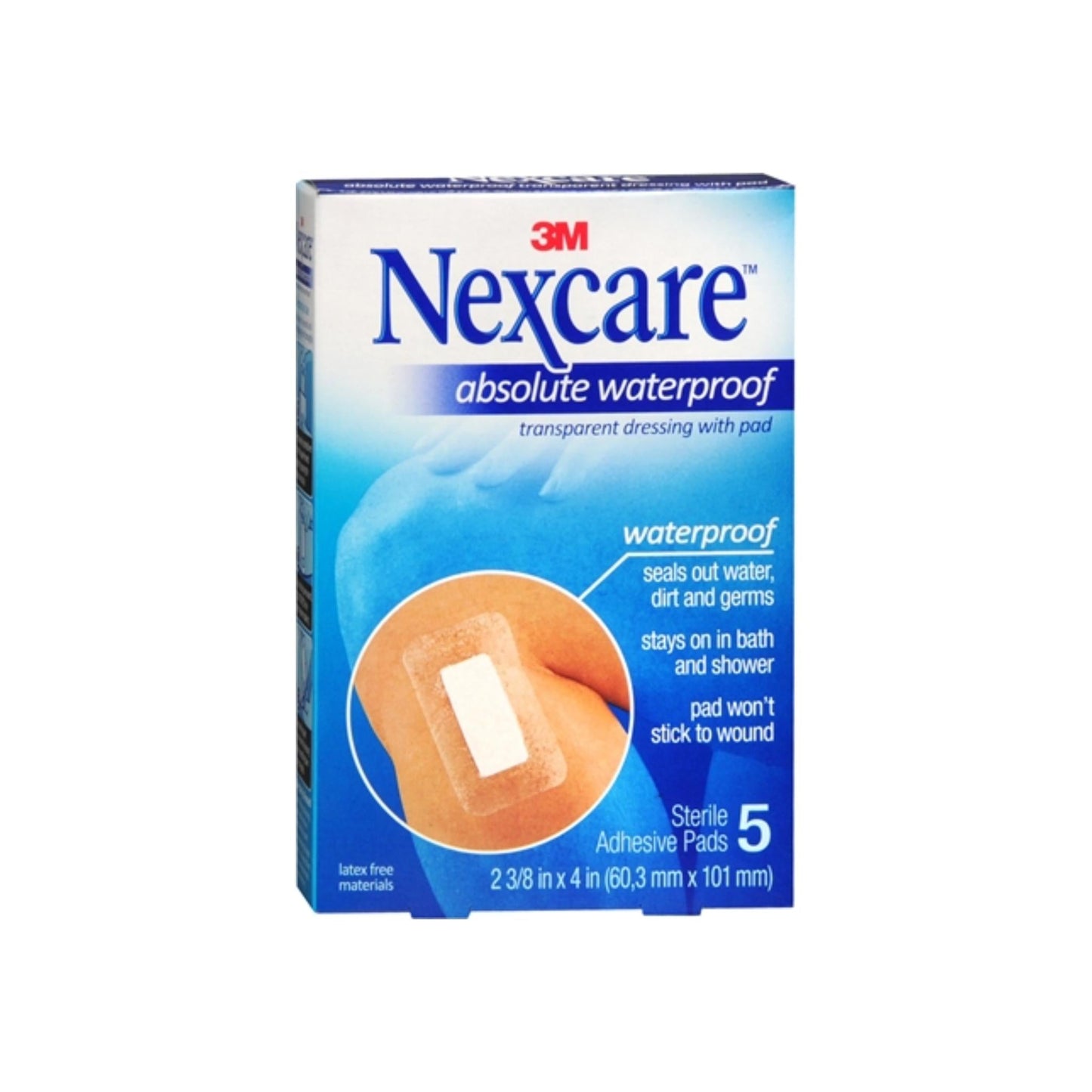 Nexcare Absolute Waterproof Premium Adhesive Pads 2-3/8 Inches X 4 Inches 5 Each