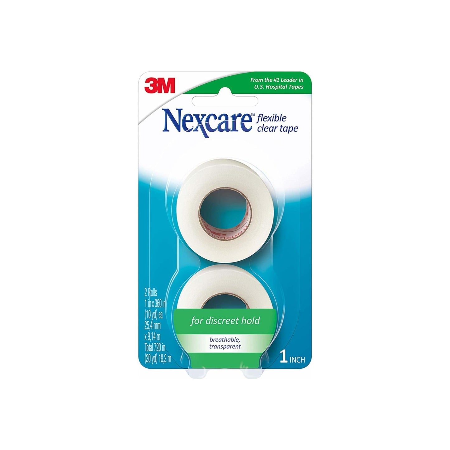 Nexcare First Aid Flexible Clear Tape 1 Inch X 10 Yards, 2Ea