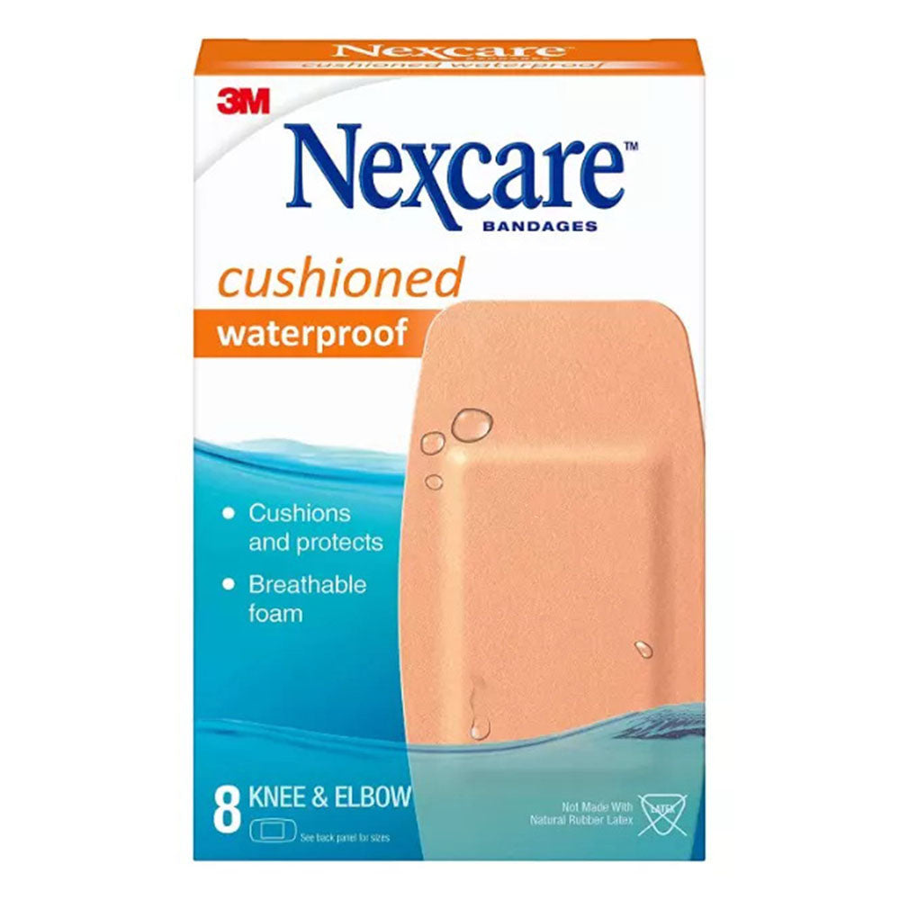 Nexcare Waterproof Cushioned Bandages, Knee & Elbow