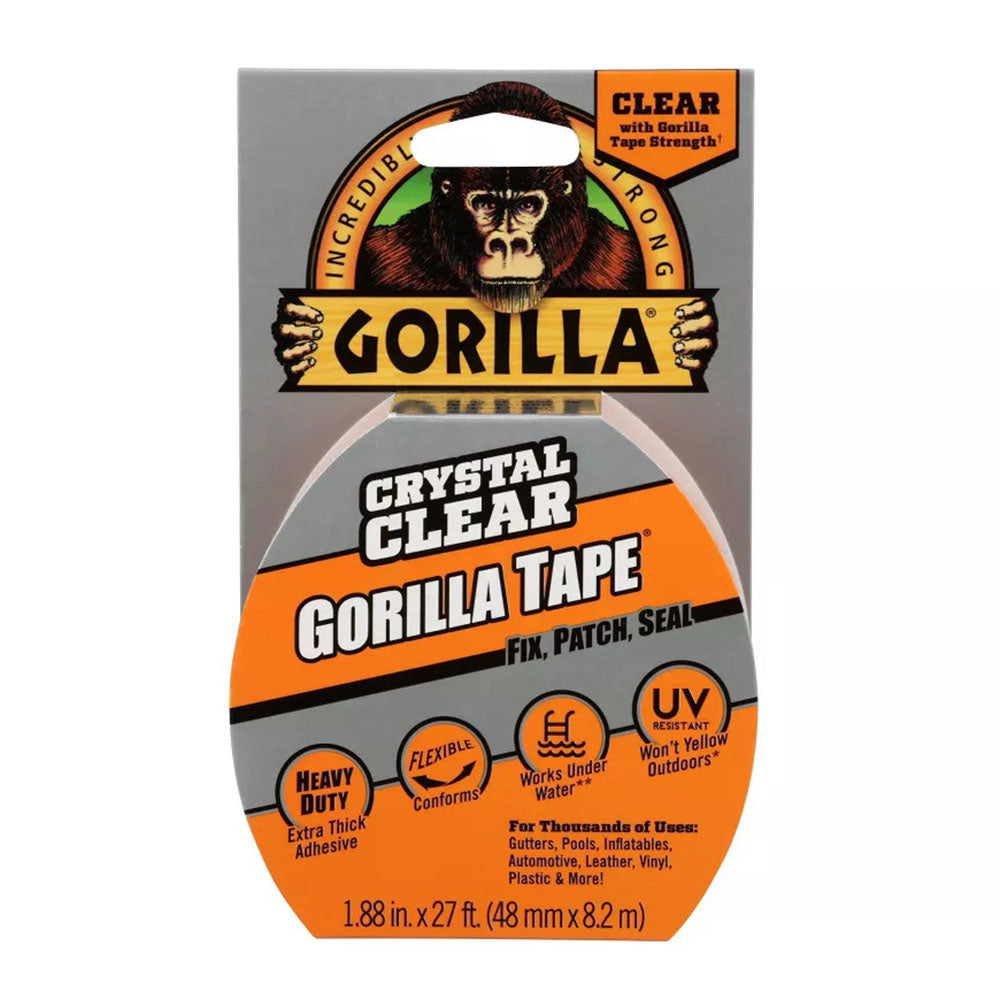 Gorilla Crystal Clear Repair Duct Tape, 1.88 X 9 Yd, Clear