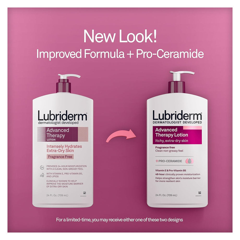 Lubriderm Advanced Therapy Lotion + Pro-Ceramide, Fragrance Free, 24 Fl. Oz
