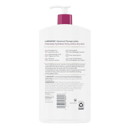 Lubriderm Advanced Therapy Lotion + Pro-Ceramide, Fragrance Free, 24 Fl. Oz