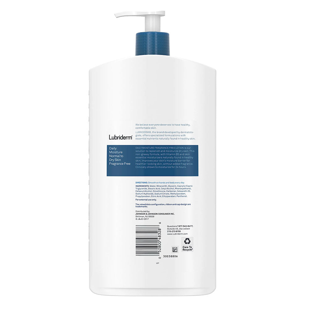 Lubriderm Fragrance Free Daily Moisture Lotion + Pro-Ceramide, 24Fl Oz