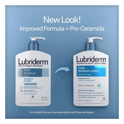 Lubriderm Daily Moisture Fragrance Free Lotion, For Normal To Dry Skin - 16 Fl Oz