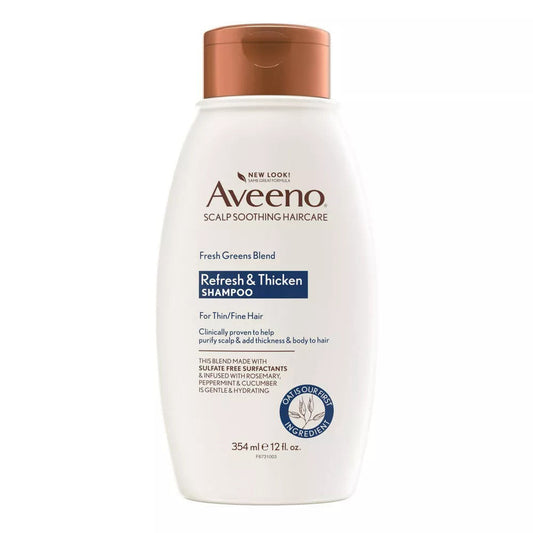 Aveeno Scalp Soothing Fresh Greens Blend Shampoo, Rosemary,Peppermint, 12 Fl Oz