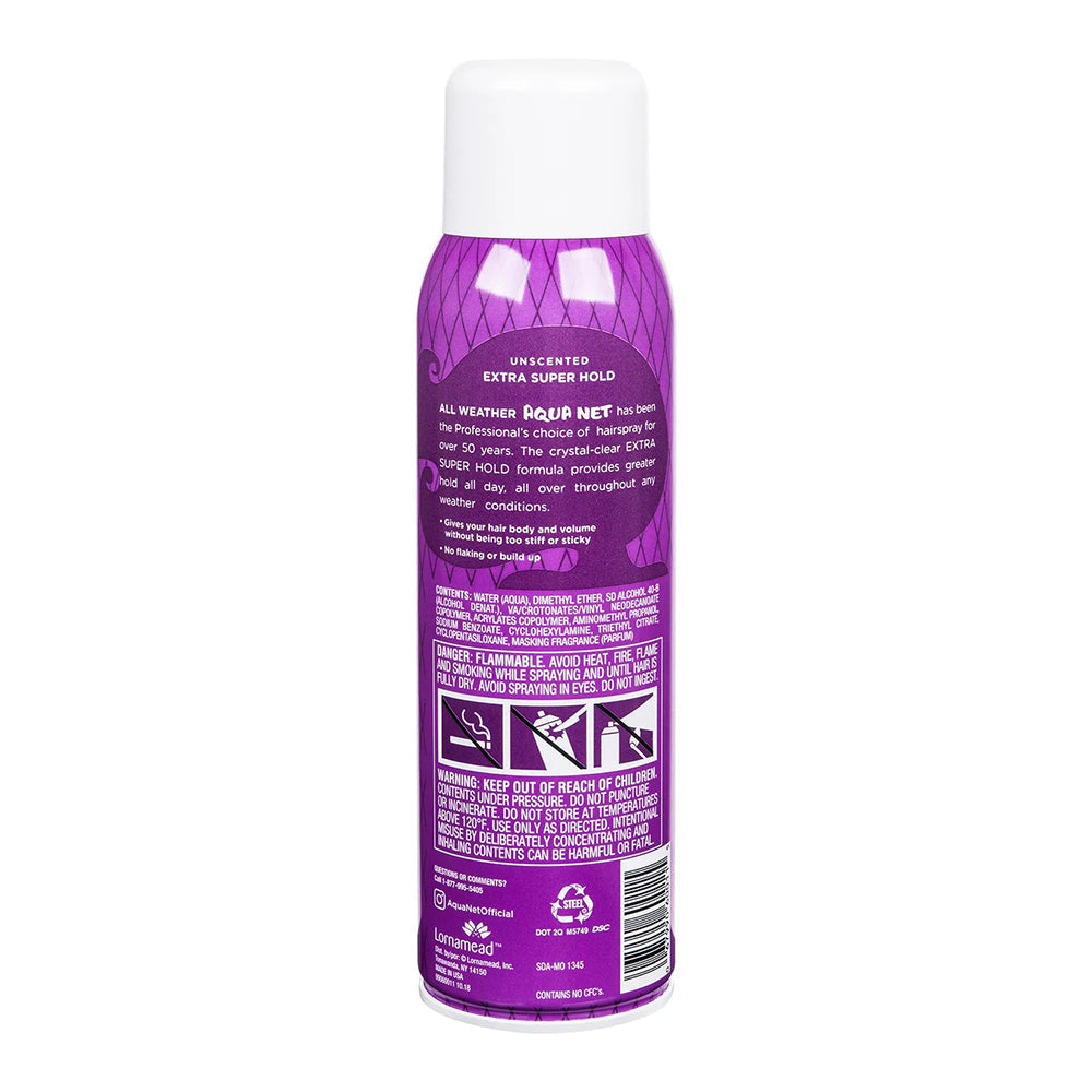 Aqua Net All Weather Professional Extra Super Hold Hair Spray, Unscented - 11 Oz