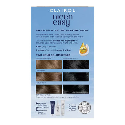 Clairol Nice'N Easy Permanent Hair Color Creme, 2 Black, 1 Application, Hair Dye