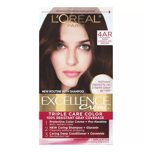 L'Oreal Paris Excellence Creme Triple Protection Hair Color, Dark Chocolate Brown ,1Ea