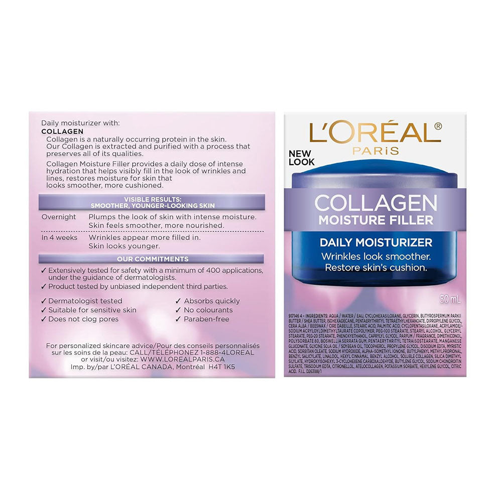 L'Oreal Paris Collagen Daily Face Moisturizer, Reduce Wrinkles, Face Cream 1.7 Oz