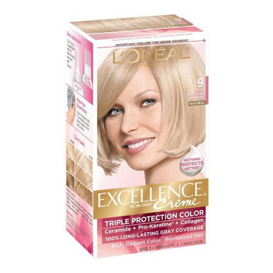 Loreal Excellence Triple Protection Hair Color Creme, 9 Natural Blonde - 1 Ea