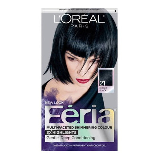 Loreal Feria Multi Faceted Shimmering Hair Color, #21 Starry Night (Bright Black) - 1 Ea