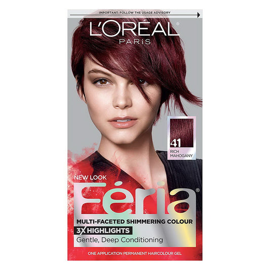 L'Oreal Paris Feria Multi-Faceted Shimmering Permanent Hair Color, 41 Crushed Garnet - 1 Ea