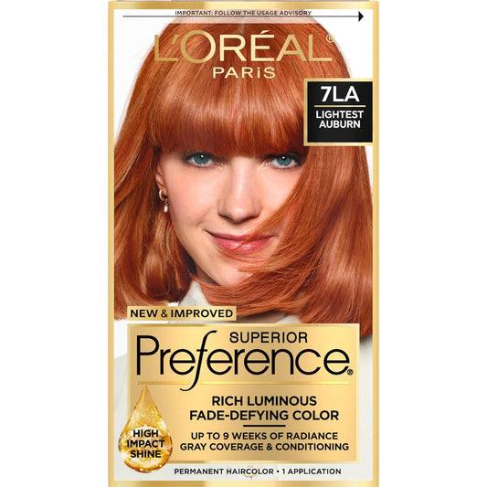 Loreal Superior Preference Hair Color, 7La Lightest Auburn, 1 Ea