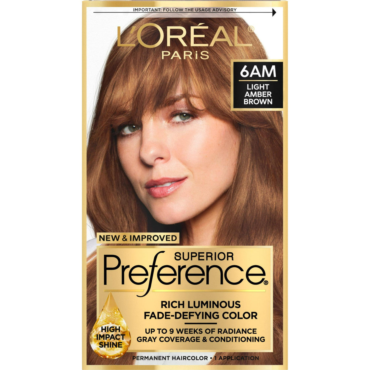 Loreal Preference Hair Color, Light Amber Brown 6Am - Kit