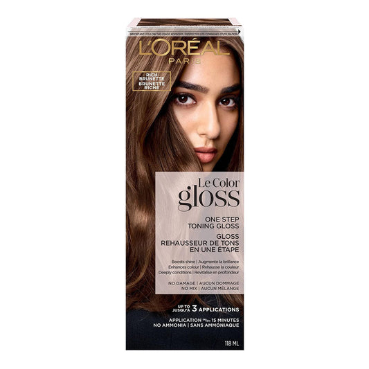 L'Oreal Paris Le Color One Step Toning Hair Gloss, Rich Brunette, 4 Ounce