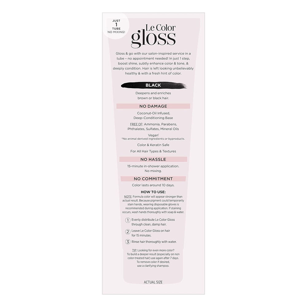 L'Oreal Paris Le Color One Step Toning Hair Gloss, Black Noir, 4 Ounce