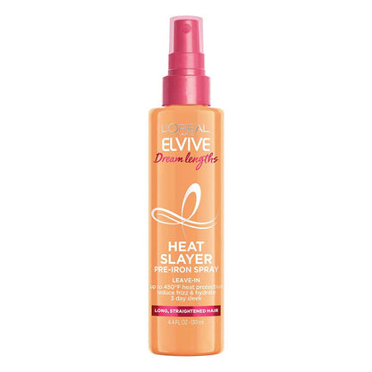 L'Oreal Paris Elvive Dream Lengths Heat Slayer Pre-Iron Spray Leave-In, 4.4 Ounce