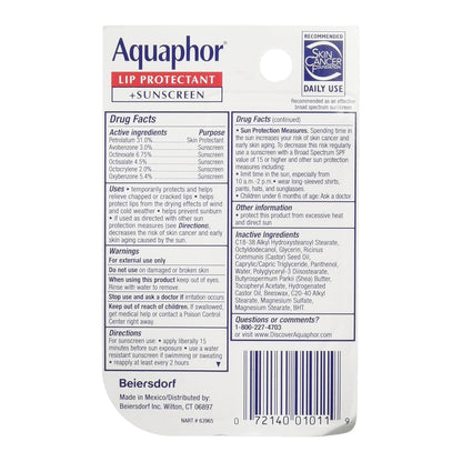 Aquaphor Lip Repair Lip Balm With Sunscreen, Lip Protectant, Lip Balm Spf 30, 0.35 Oz Tube