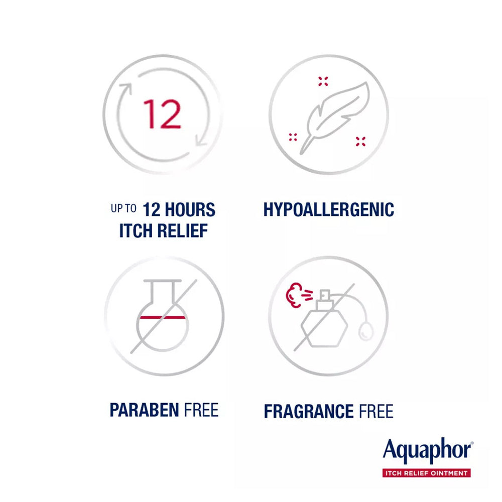 Aquaphor Itch Relief Ointment 1% Hydrocortisone Anti-Itch Cream - 2Oz