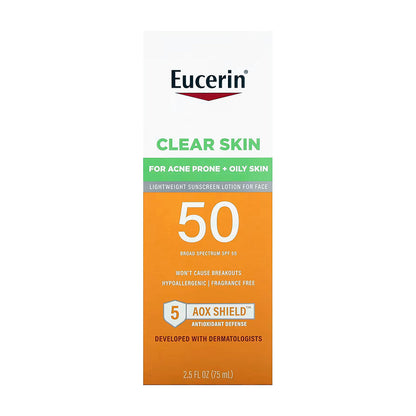 Eucerin Sun Oil Control Spf 50 Face Sunscreen Lotion With Oil Absorbing Minerals, 2.5 Fl Oz Bottle