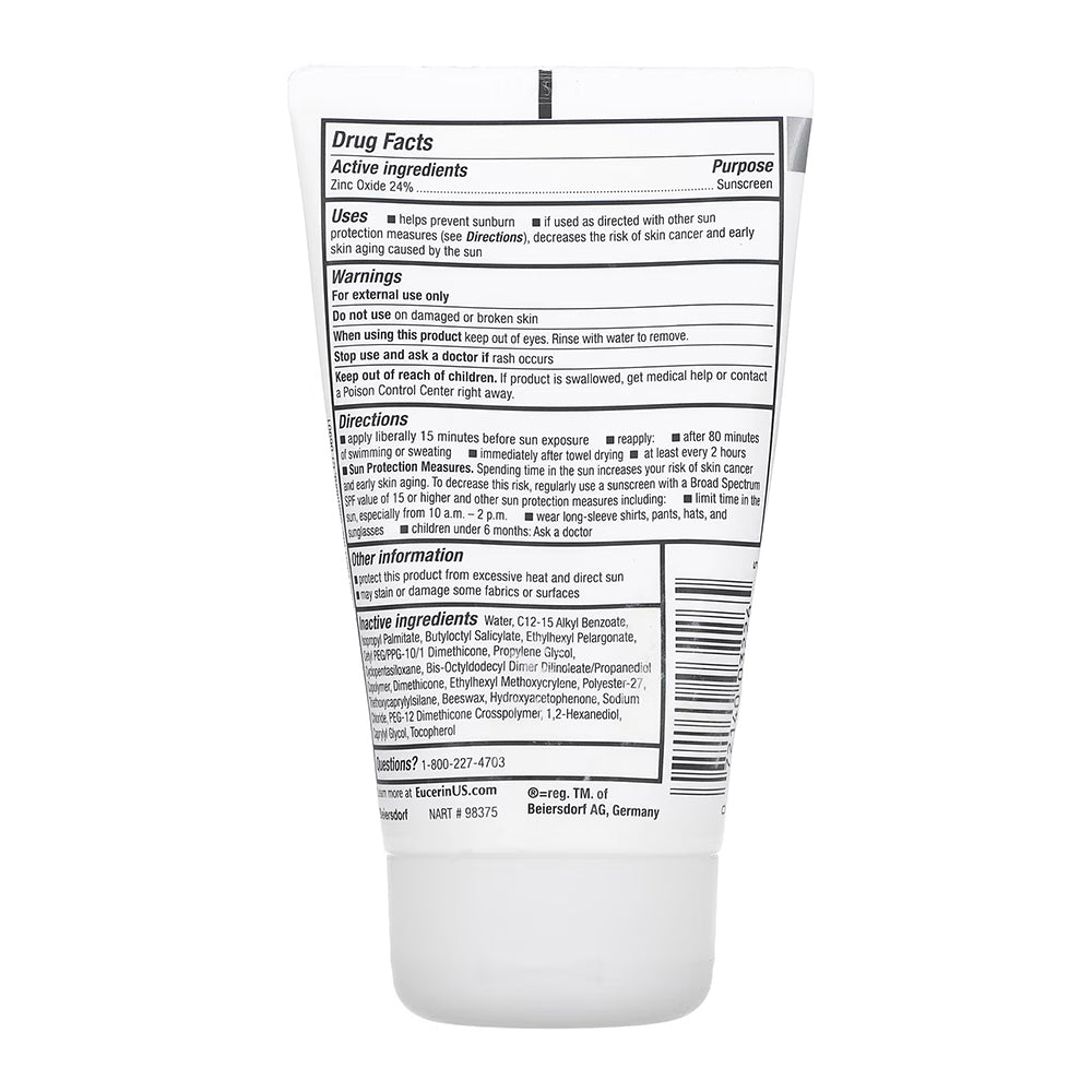 Eucerin Sun Sensitive Mineral Sunscreen Lotion Spf 50 With Zinc Oxide Protection, 4 Fl Oz Tube