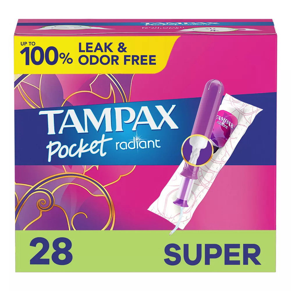 Tampax Pocket Radiant Super Absorbency Compact Tampons - 28Ct
