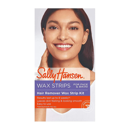 Sally Hansen Hair Remover Wax Strip Kit For Face, Brows & Bikini, 34 Strips