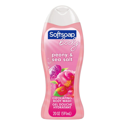 Softsoap Exfoliating Body Wash, Pink Peony & Sea Salt - 20 Fluid Ounce