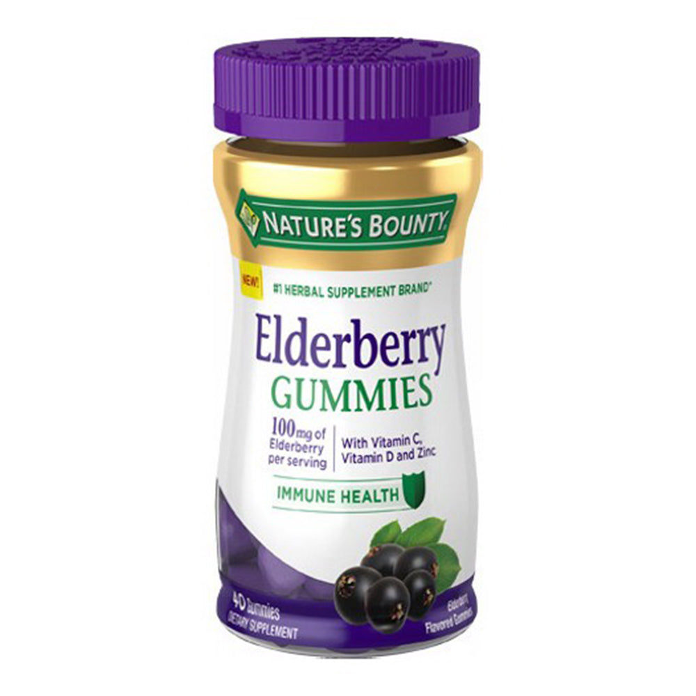 Natures Bounty Elderberry Gummies Dietary Supplement Immune Health CareSupport 100Mg - 40 Count