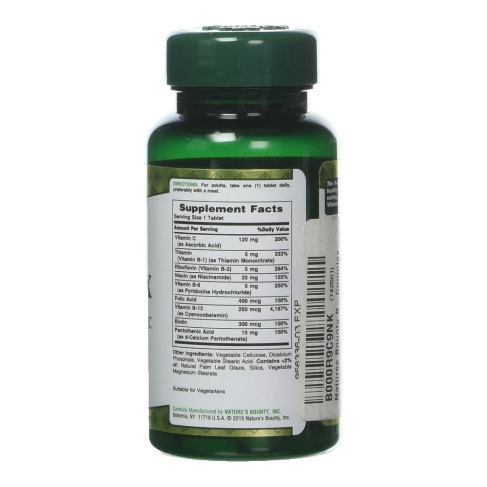 Natures Bounty B-Complex With Vitamin C Time Released Coated Tablets - 125 Count