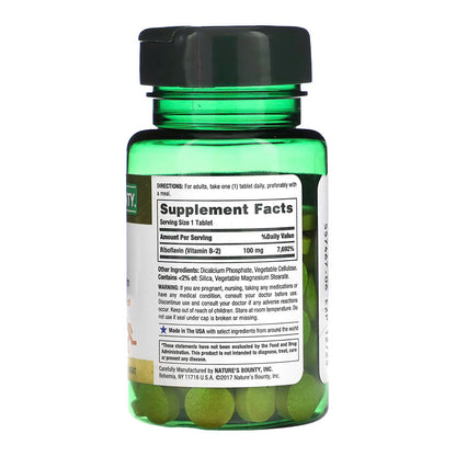 Nature'S Bounty Vitamin B-2 100 Mg, 100 Coated Tablets