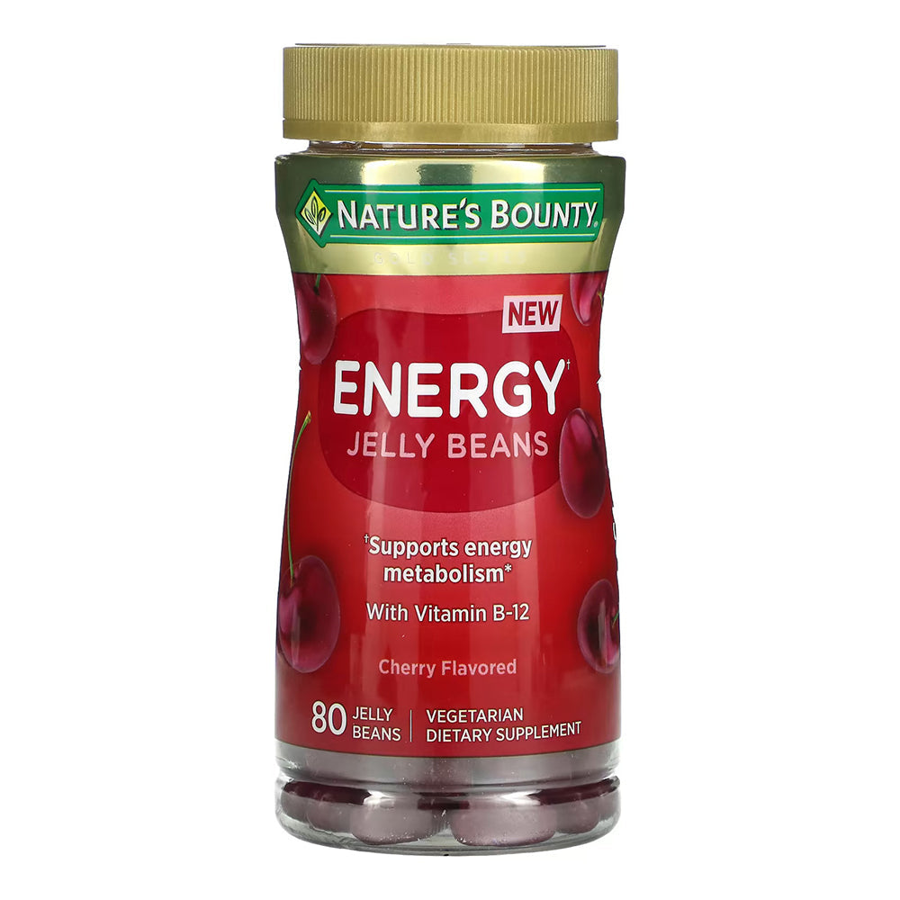 Natures Bounty, Energy Jelly Beans, With Vitamin B-12, Cherry, 80 Jelly Beans
