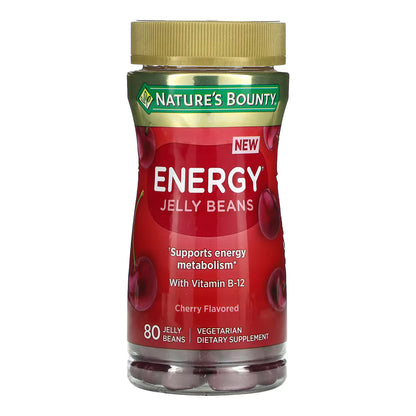 Natures Bounty, Energy Jelly Beans, With Vitamin B-12, Cherry, 80 Jelly Beans