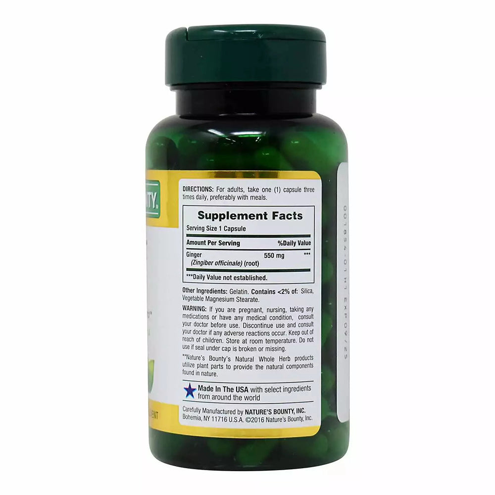 Natures Bounty Ginger Root 550 Mg Capsules - 100 Capsules
