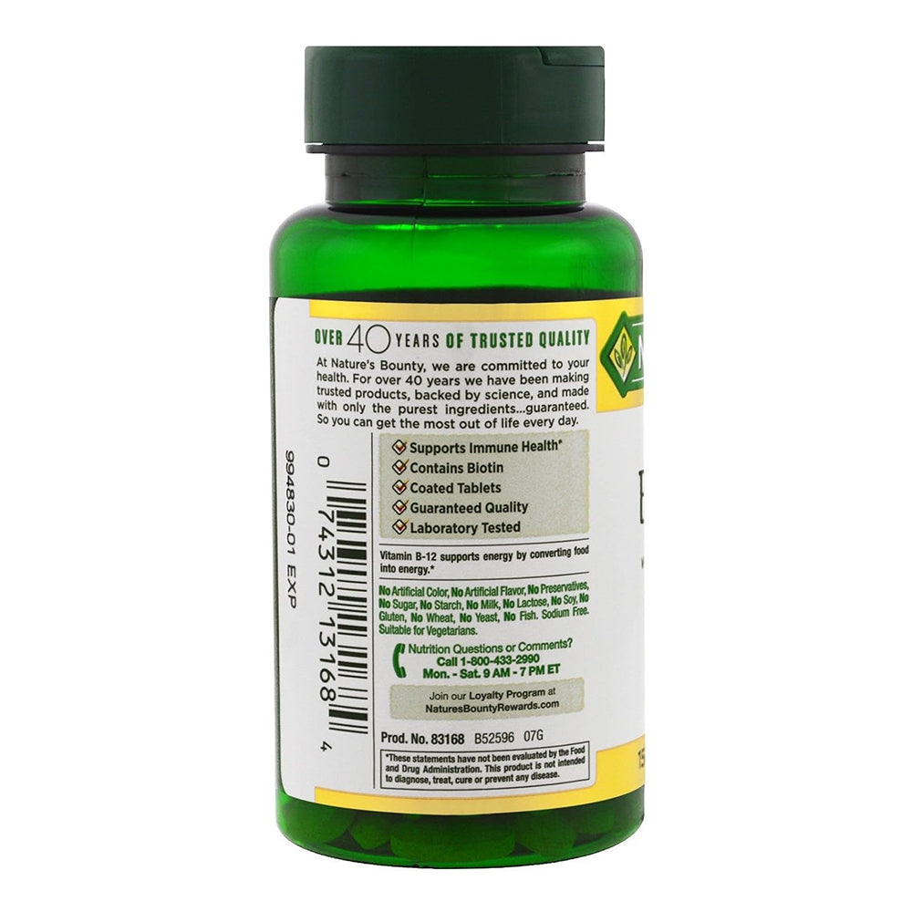 Natures Bounty Super B Complex + Folic Acid + Vitamin C Tablets, 150 Count
