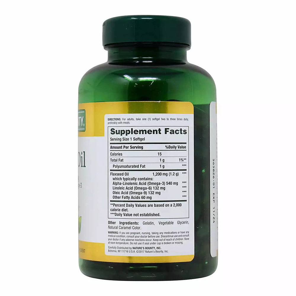 Natures Bounty Flaxseed Oil 1200 Mg - Rapid Release Softgels - 125 Count