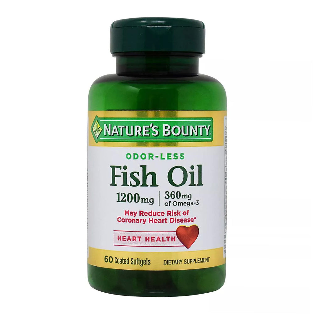 Natures Bounty Odorless Fish Oil 1200Mg Enteric Coated Softgels, 60 Ea