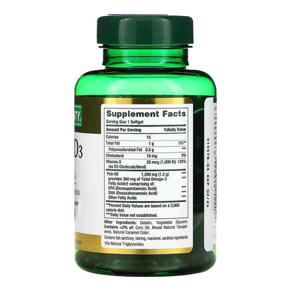 Natures Bounty Fish Oil D3 1200 Mg Softgels - 90 Ea