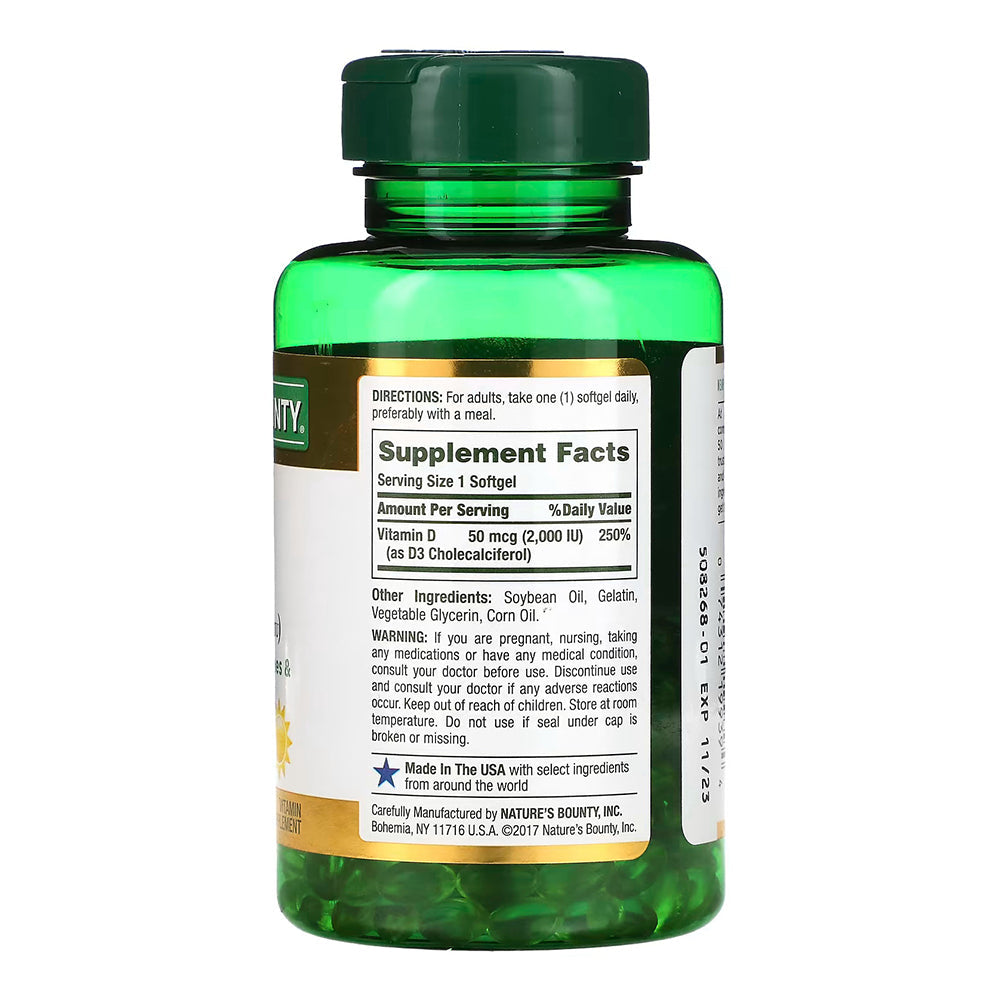 Natures Bounty D3, 50 Mcg (2,000 Iu), Rapid Release Softgels - 240 Count